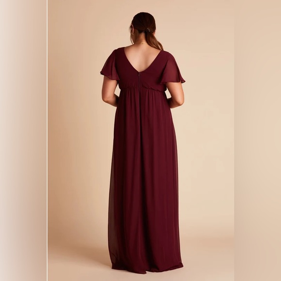 Birdy Grey HANNAH EMPIRE DRESS CHIFFON CABERNET CURVE 3X NEW NWT BRIDESMAID SLIT - Picture 2 of 6